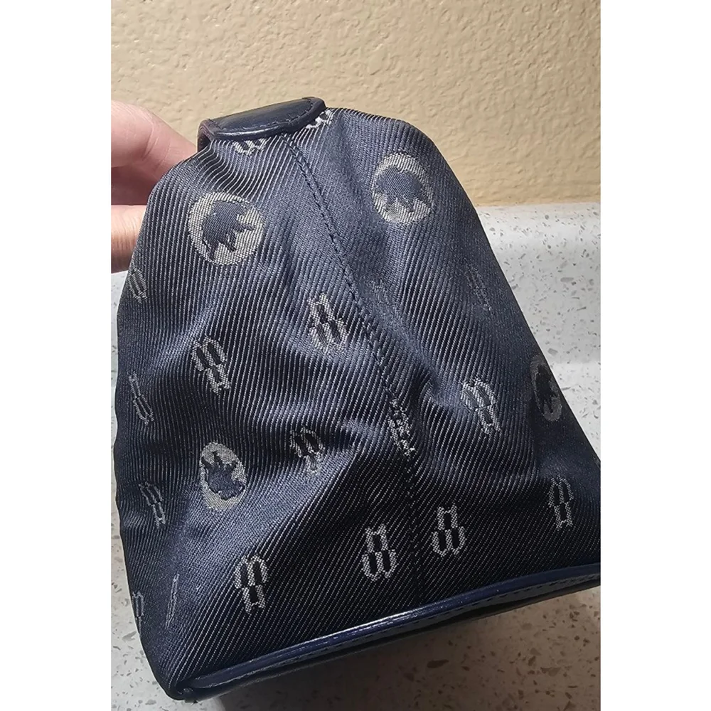Hunting World Navy Elephant Monogram Canvas & Leather Top‑Handle Bag